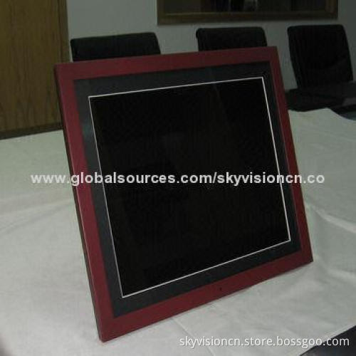 15-inch wooden digital photo frame, supports 1080p, wall mountable, auto-boot